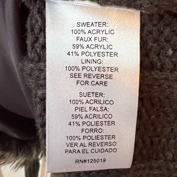 Joseph A Black and Gray Faux Fur Collar Cardigan Size Large - Picture 4 of 4